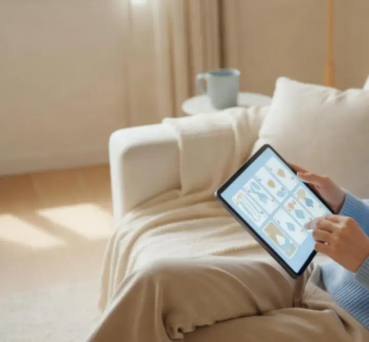 User safely enjoying a calm, digital card experience on a laptop