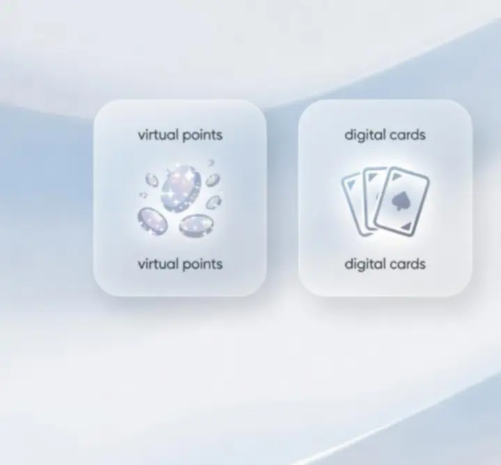 Abstract illustration of digital cards and virtual points